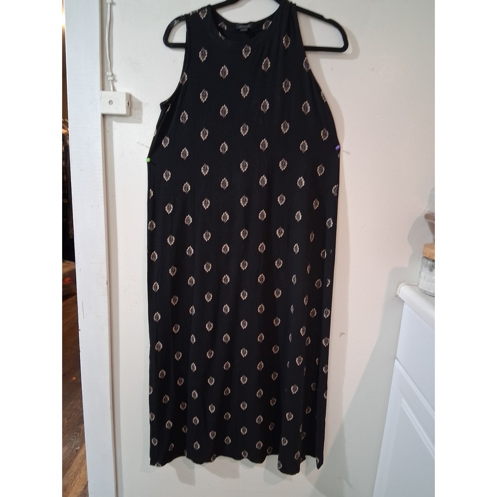 J. Jill Wearever Black Medallion‎ Print Sleeveless Maxi Shift Dress Womens Small